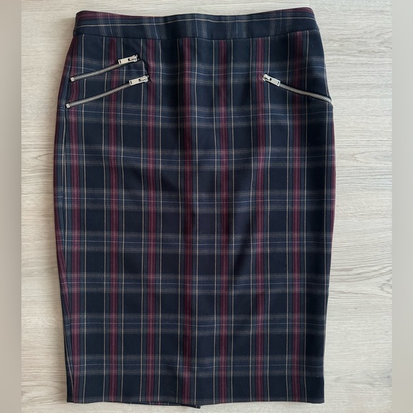 Philosophy Plaid Pencil Skirt Size 8 Front Zippers - Picture 1 of 9